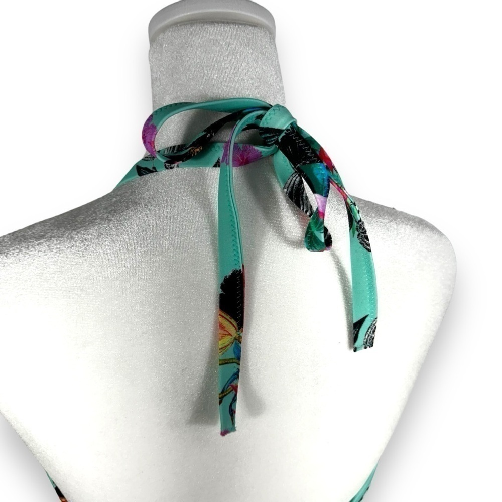 4 for $40 SALE! Shade & Shore Mesh Halter Bikini Top, Teal/Pink Floral, Size 38D - Picture 11 of 13